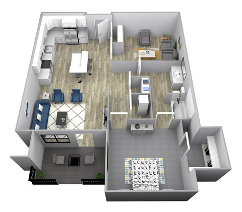 1 Bedroom + Den H Floor Plan at Two Points Crossing, Madison